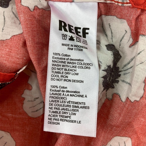 REEF Mens Townley Woven Floral Short Sleeve Button Down Shirt Red S - Picture 4 of 4